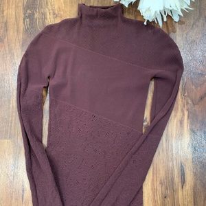 Wolford | Sheer Mock Turtleneck Top | Burgundy | S